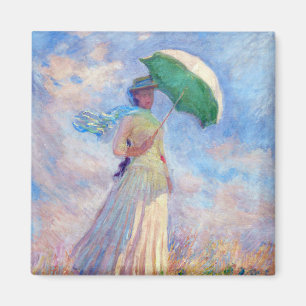 Claude Monet - Frau mit Sonnenschirm nach rechts g Magnet