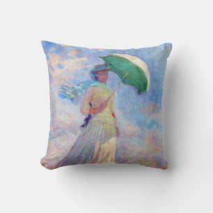 Claude Monet - Frau mit Sonnenschirm nach rechts Kissen