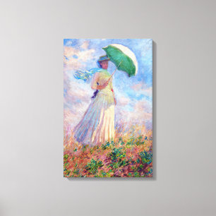 Claude Monet - Frau mit Sonnenschirm nach rechts Leinwanddruck
