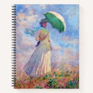 Claude Monet - Frau mit Sonnenschirm nach rechts Notizbuch