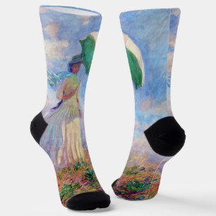 Claude Monet - Frau mit Sonnenschirm nach rechts Socken