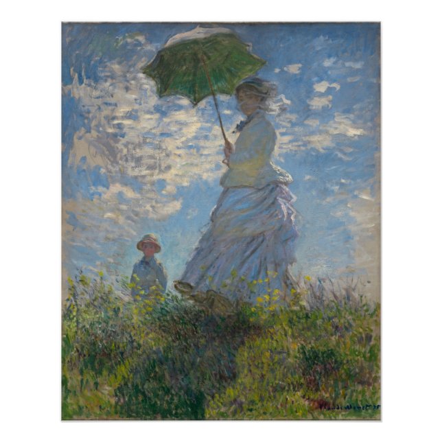 Claude Monet - Frau mit Sonnenschirm Poster (Vorderseite)