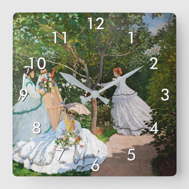 Claude Monet - Frauen im Garten Quadratische Wanduhr (Vorderseite)