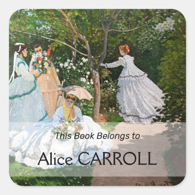 Claude Monet - Frauen im Garten Quadratischer Aufkleber (Vorderseite)