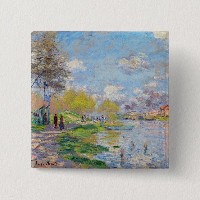 Claude Monet - Frühling an der Seine Button (Vorderseite)