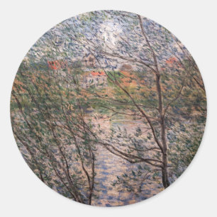 Claude Monet - Frühling durch die Zweige Runder Aufkleber
