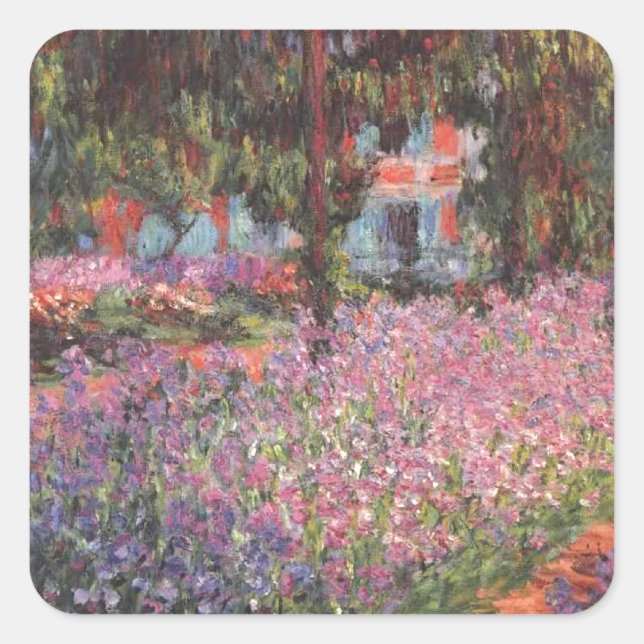 Claude Monet // Garden at Giverny Quadratischer Aufkleber (Vorderseite)