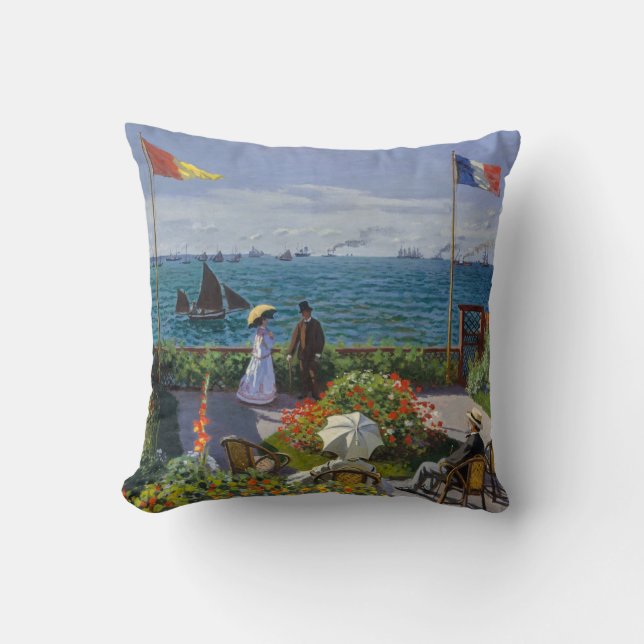 Claude Monet - Garten bei Sainte-Adresse Kissen (Vorderseite)