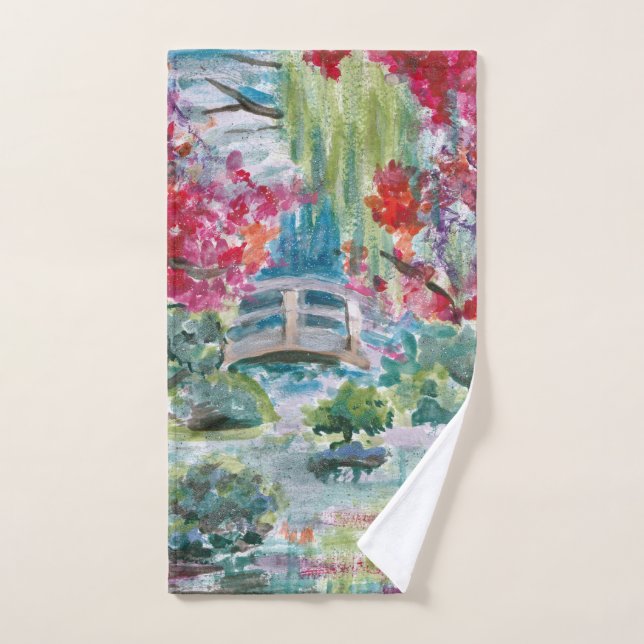 Claude Monet Gartenteich-Brückenmalerei Handtuch (Handtuch)