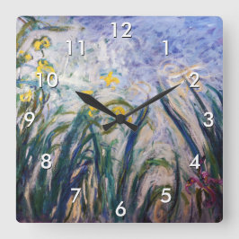 Claude Monet - Gelbe und Lila Irische Quadratische Wanduhr