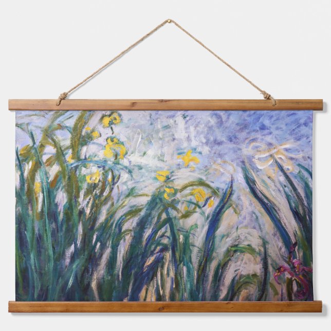 Claude Monet - Gelbe und Lila Irische Wandteppich Mit Holzrahmen (Vorne)