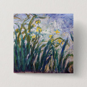 Claude Monet - Gelbe und violette Schwertlilien Button