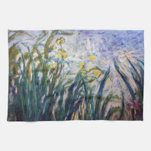 Claude Monet - Gelbe und violette Schwertlilien Geschirrtuch