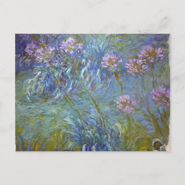 Claude Monet - Gemälde von Agapanthus Classic Blum Postkarte (Vorderseite)