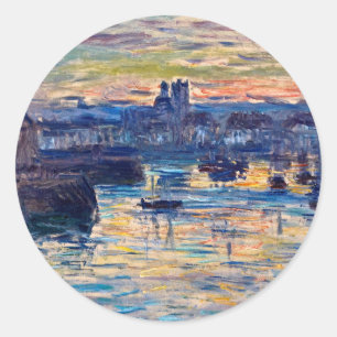 Claude Monet - Hafen von Dieppe, Abend Runder Aufkleber