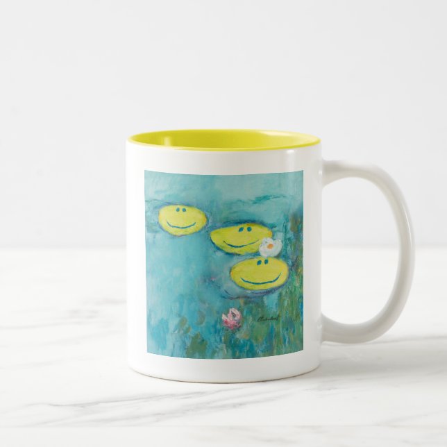 Claude Monet Happy Faces Zweifarbige Tasse (Rechts)