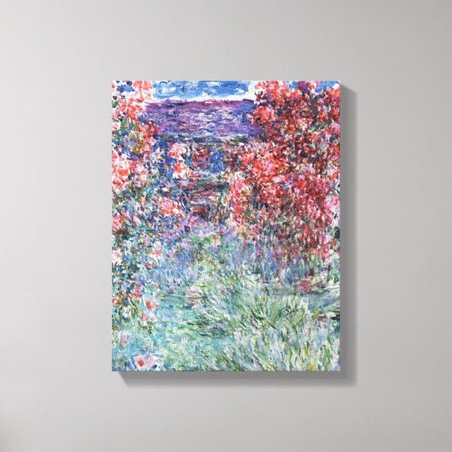 Claude Monet | Haus in Giverny unter den Rose Leinwanddruck (Vorderseite)