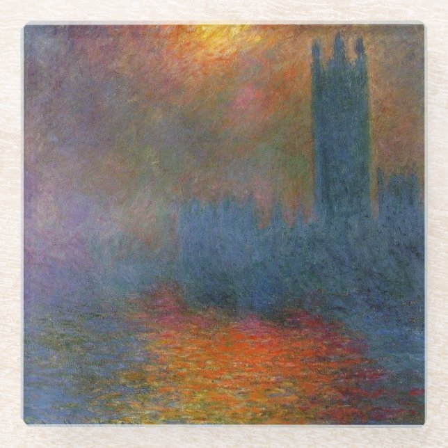 Claude Monet - Häuser des Parlaments Glasuntersetzer (Vorderseite)