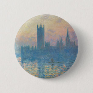 Claude Monet Häuser des Parlaments Sonnenuntergang Button