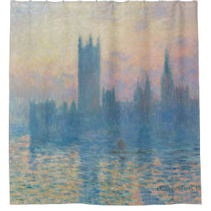 Claude Monet Häuser des Parlaments Sonnenuntergang Duschvorhang