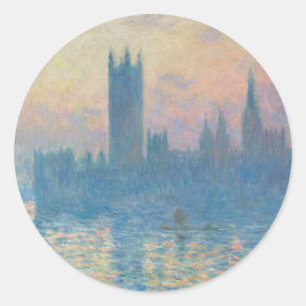 Claude Monet Häuser des Parlaments Sonnenuntergang Runder Aufkleber