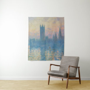 Claude Monet Häuser des Parlaments Sonnenuntergang Wandteppich