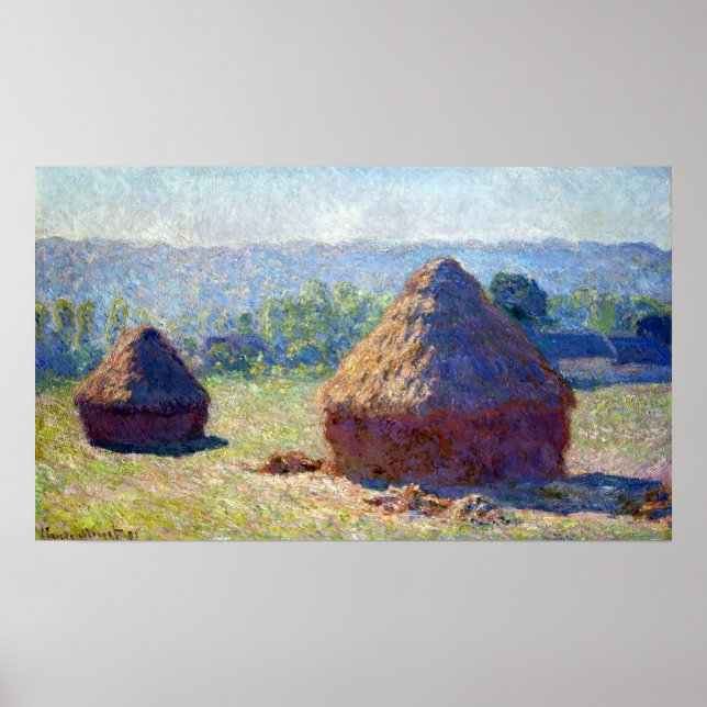 Claude Monet Haystack, Ende des Sommers Poster (Vorne)