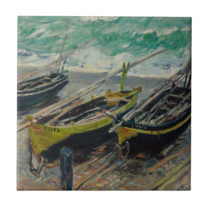 Claude Monet-Himmel bewölkt Boots-Schiffs-Seeozean Fliese