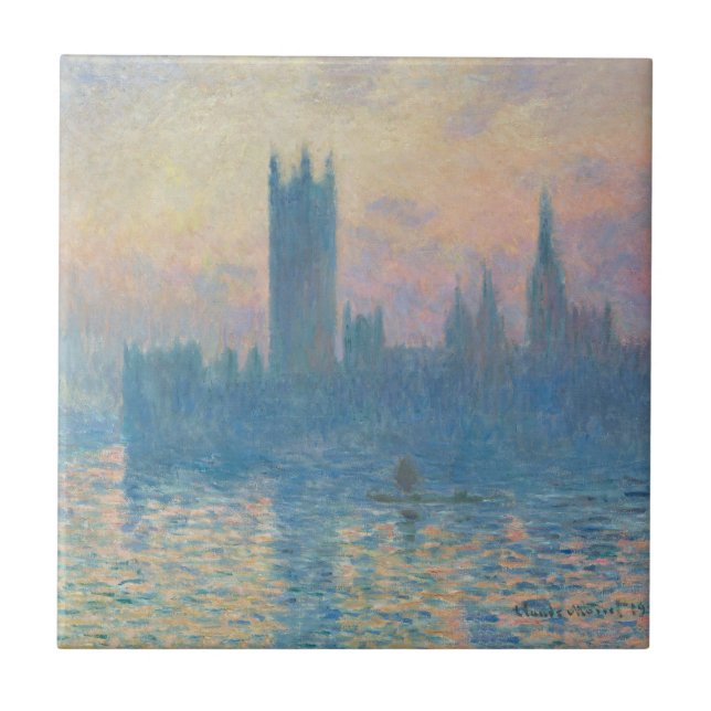 Claude Monet Houses of Parliament Sunset Fliese (Vorderseite)