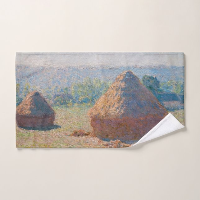 Claude Monet - Hystacks, Ende des Sommers Badhandtuch Set (Handtuch)