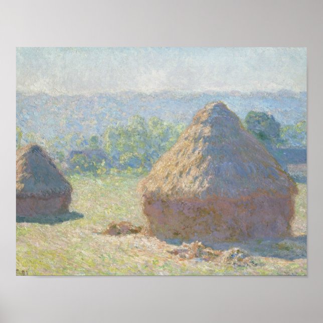 Claude Monet - Hystacks, Ende des Sommers Poster (Vorne)