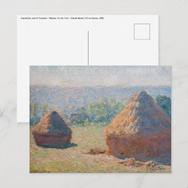 Claude Monet - Hystacks, Ende des Sommers Postkarte (Vorne/Hinten)