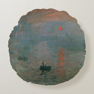 Claude Monet Impression Sonnenaufgang Kunstdruck Rundes Kissen