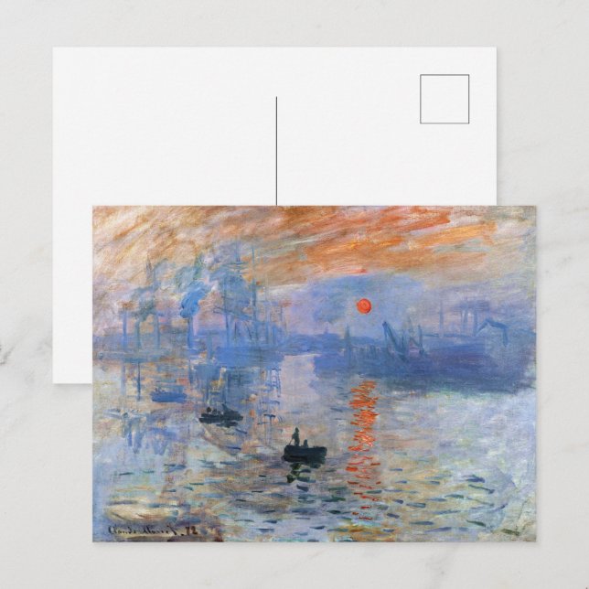 Claude Monet Impression Sunrise Klassische Malerei Postkarte (Vorne/Hinten)