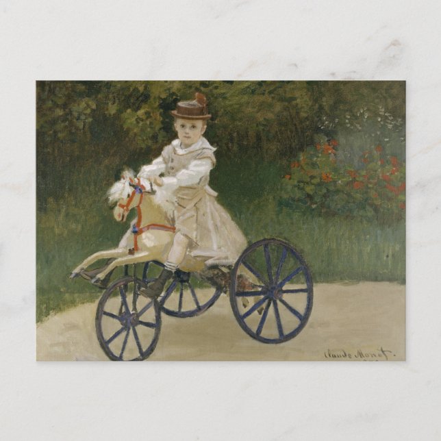 Claude Monet - Jean Monet über sein Hobby-Pferd Postkarte (Vorderseite)