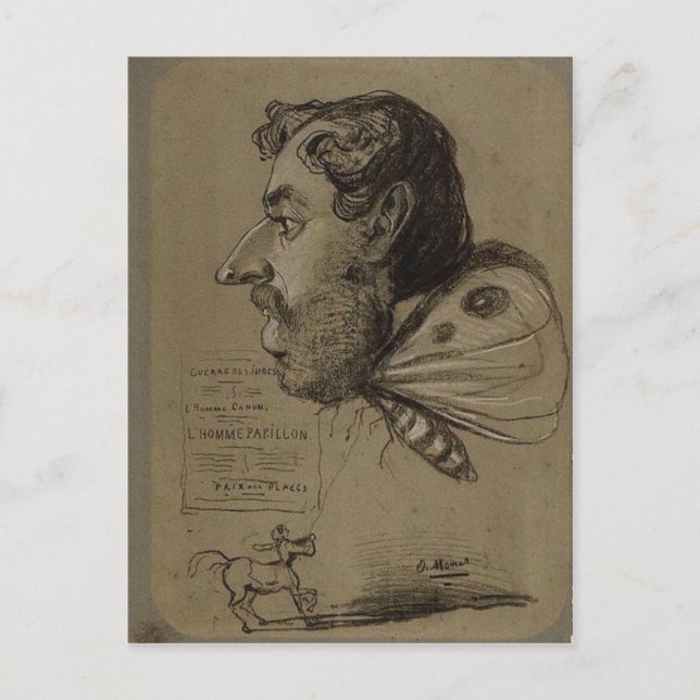 Claude Monet Karikatur von Jules Didier c. 1860 Te Postkarte (Vorderseite)