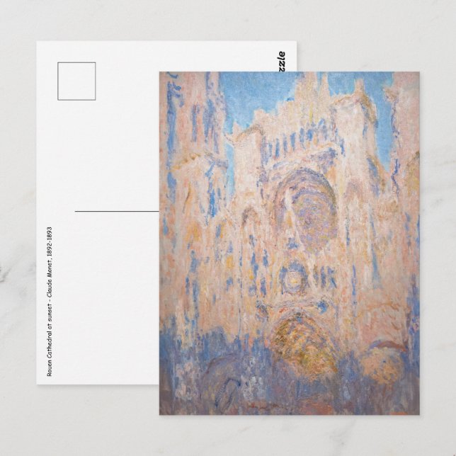 Claude Monet - Kathedrale Rouen bei Sonnenuntergan Postkarte (Vorne/Hinten)