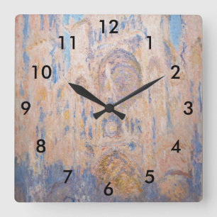 Claude Monet - Kathedrale von Rouen bei Sonnenunte Quadratische Wanduhr