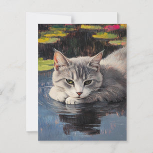 Claude Monet Katze Vintage Postkarte