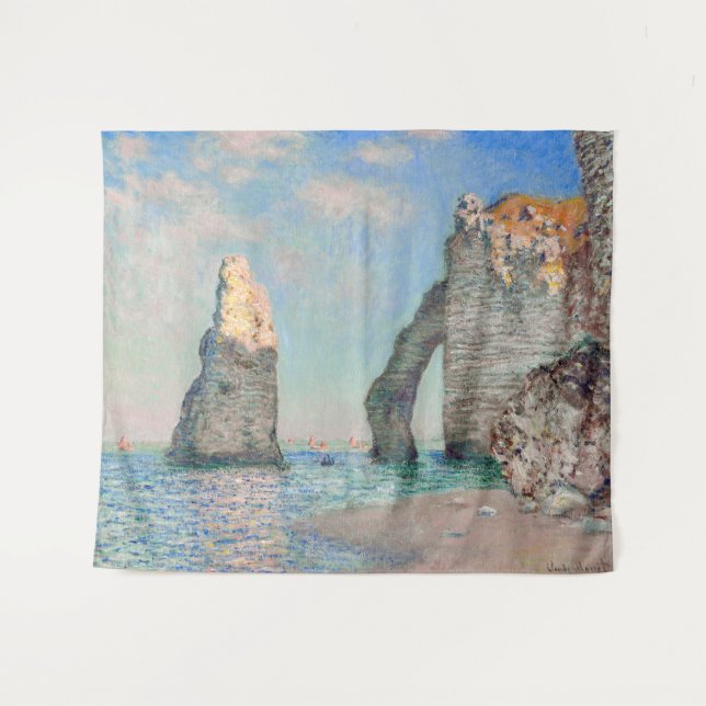 Claude Monet - Klippen bei Etretat Wandteppich (Vorderseite (Horizontal))