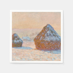 Claude Monet - Kornstapel, Schnee Effekt, Morgen Serviette