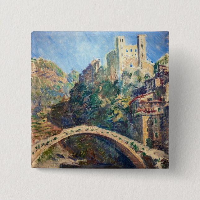 Claude Monet Kunstwerk - Das Schloss von Dolceacqu Button (Vorderseite)