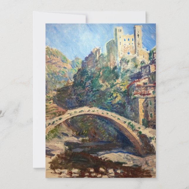 Claude Monet Kunstwerk - Das Schloss von Dolceacqu Einladung (Vorderseite)