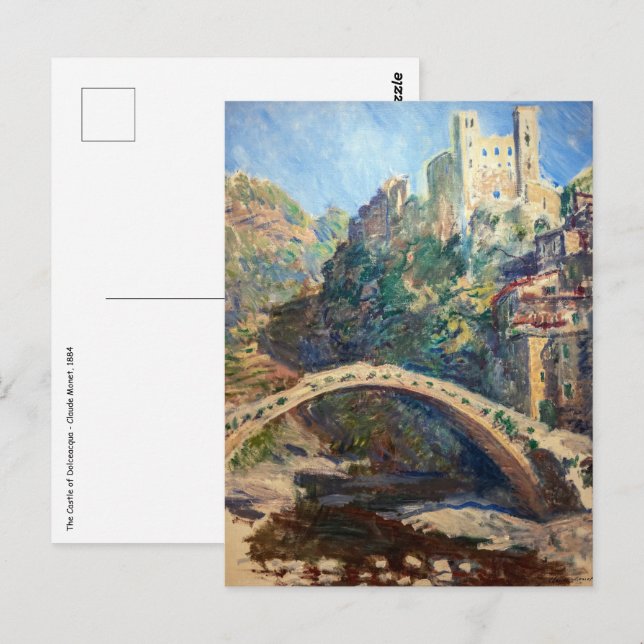 Claude Monet Kunstwerk - Das Schloss von Dolceacqu Postkarte (Vorne/Hinten)