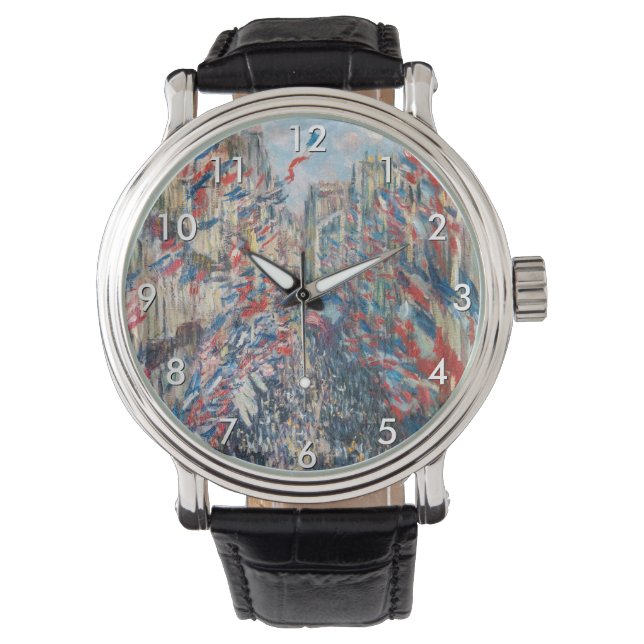 Claude Monet - La Rue Montorgueil - Paris Armbanduhr (Vorderseite)