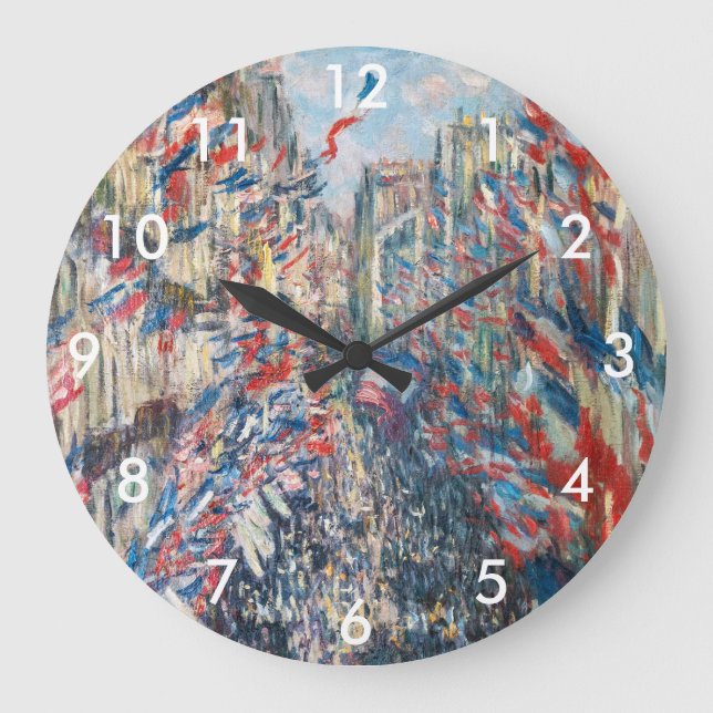 Claude Monet - La Rue Montorgueil - Paris Große Wanduhr (Vorderseite)