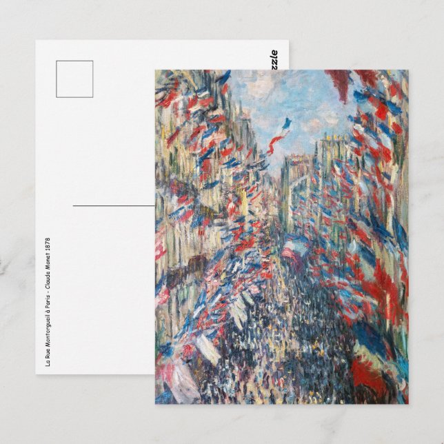 Claude Monet - La Rue Montorgueil - Paris Postkarte (Vorne/Hinten)