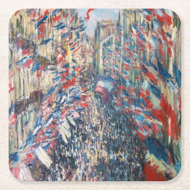 Claude Monet - La Rue Montorgueil - Paris Rechteckiger Pappuntersetzer (Vorderseite)