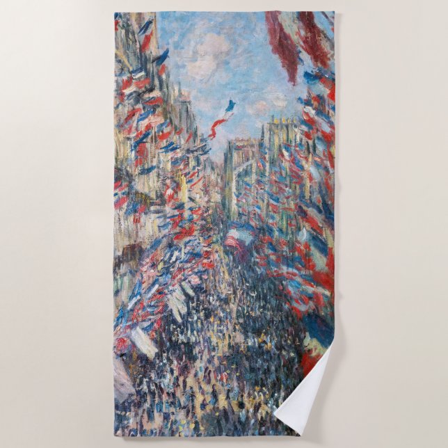 Claude Monet - La Rue Montorgueil - Paris Strandtuch (Vorderseite)