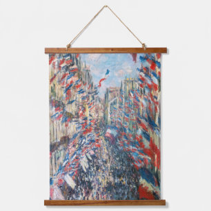 Claude Monet - La Rue Montorgueil - Paris Wandteppich Mit Holzrahmen